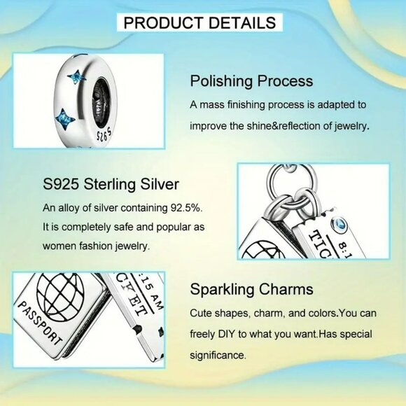 Passport & Ticket Charm Pendant (SKU #3039) - Picture 6 of 7